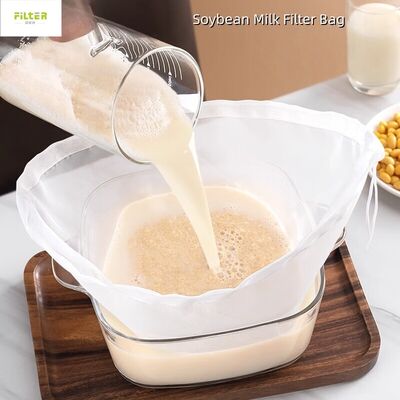 Tas Filter Cairan Food Grade Nylon Mesh Strainer dengan penutupan tali tarik Mesh halus yang dapat digunakan kembali untuk jus Sayuran dan buah Filtrasi