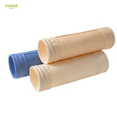 Tas Filter Suhu Tinggi Industri Terbuat dari Kain Poliester Berlubang Jarum dengan Bagian Bawah yang Diperkuat untuk Pengumpulan Debu