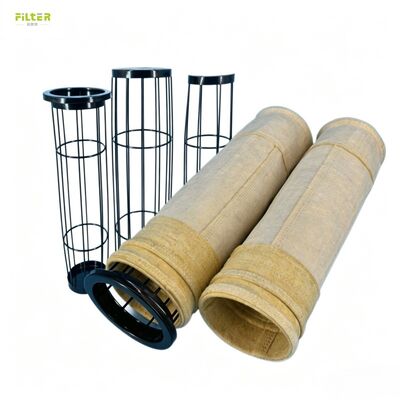 Kantong filter Polyester Aramid tahan panas PPS P84 PTFE untuk kolektor debu pulsa jet