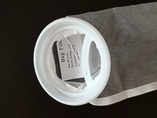 Tas Filter Jaring Nilon 60 Mikron Jahit Lingkaran Gantung dengan Cincin Plastik