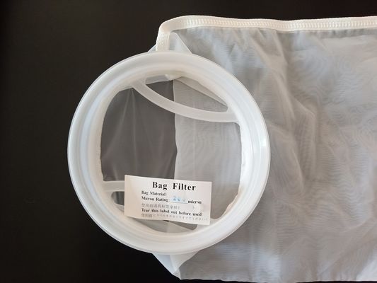 Kantong Filter Cairan Nylon Mesh Bulat 300 Mikron Dengan Cincin Plastik