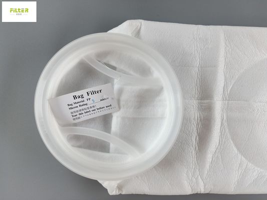 Hot Melt PP Liquid Filter Bag 5 Mikron Dengan Cincin Plastik