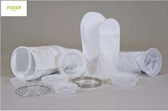 100 Mikron PP Mesh Liquid Water Filtration Bag Dengan Cincin Baja